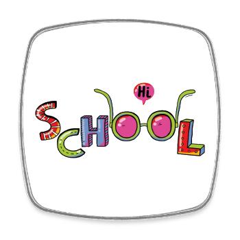 Hello School - Square fridge magnet - white - Front