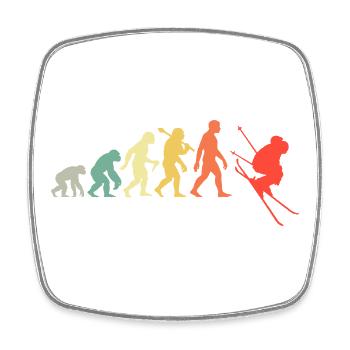 Ski Evolution for Skiers Downhill Skiing Fan - Square fridge magnet - white - Front