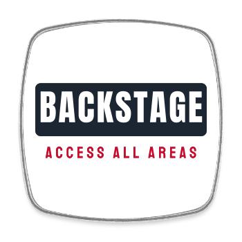 Backstage Schriftzug Balken - Konzert Festival - Viereckiger Kühlschrankmagnet - Weiß - Vorne
