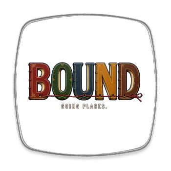 BOUND – Aller loin | Un jeu de mots pour un livre - Magnet carré - blanc - Devant