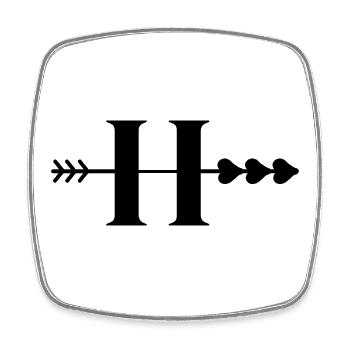 Letter h arrow heart - Square fridge magnet - white - Front