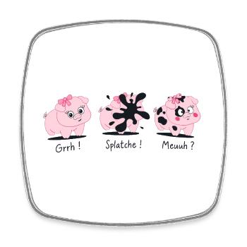 Les 3 petits cochons – Splatch ! - Magnet carré - blanc - Devant