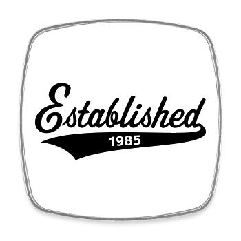 Established 1985 (Geburtsjahr, Geburtstag / Black) - Viereckiger Kühlschrankmagnet - Weiß - Vorne