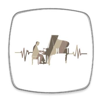 Pianist am Flügel mit Herzschlag - Viereckiger Kühlschrankmagnet - Weiß - Vorne