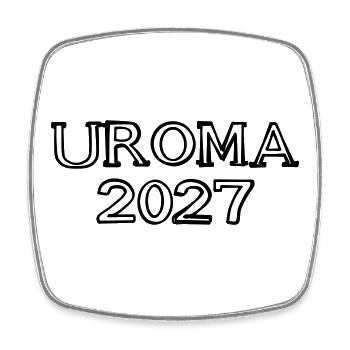 Uroma 2027 Schriftzug handgezeichnet - Viereckiger Kühlschrankmagnet - Weiß - Vorne