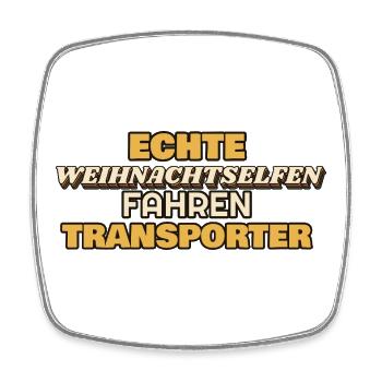 Echte Weihnachtselfen fahren Transporter - Viereckiger Kühlschrankmagnet - Weiß - Vorne