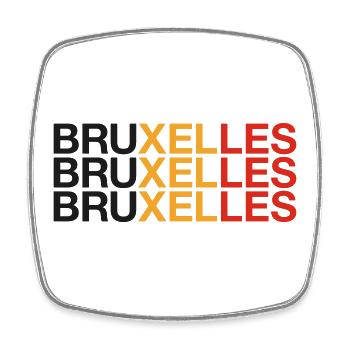 BRUXELLES Brussels - Brussels Belgium Belgian Flag - Square fridge magnet - white - Front