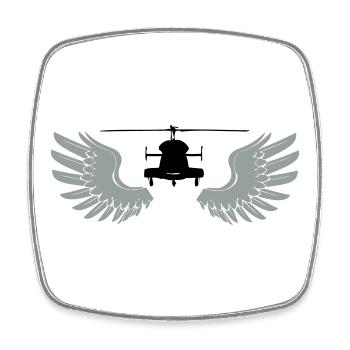 Helikopter mit Flügeln - Viereckiger Kühlschrankmagnet - Weiß - Vorne