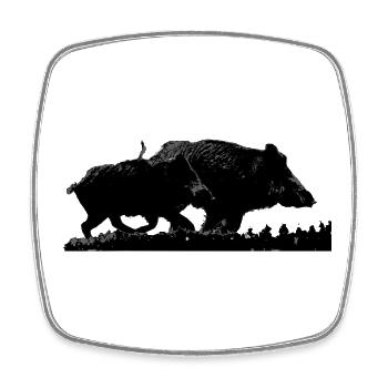 Sanglier chasse silhouette gibier chasseur animal  - Magnet carré - blanc - Devant