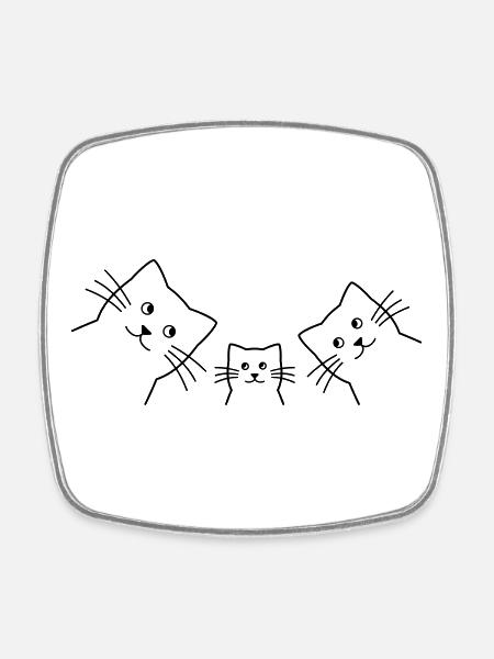 Chats de la famille des chats - Magnet carré - blanc