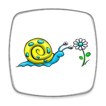Snail with flower - Square fridge magnet - white - Front