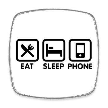 Eat Sleep Phone - Viereckiger Kühlschrankmagnet - Weiß - Vorne
