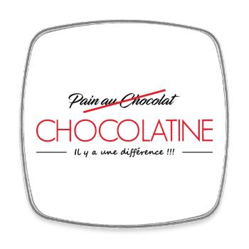 VS Chocolatine Schokoladenbrot - Viereckiger Kühlschrankmagnet - Weiß - Vorne