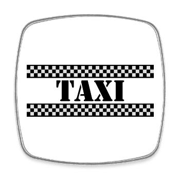 NY Taxi - Viereckiger Kühlschrankmagnet - Weiß - Vorne