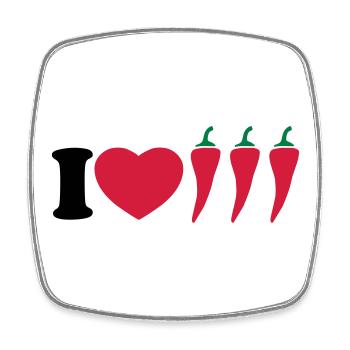 I love chilli - Ich liebe Chili - Viereckiger Kühlschrankmagnet - Weiß - Vorne