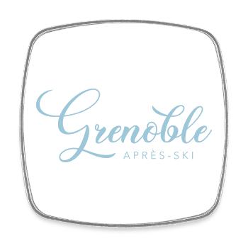 GRENOBLE après-ski - French Alps - France - Square fridge magnet - white - Front