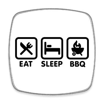 EAT - SLEEP - BBQ - Viereckiger Kühlschrankmagnet - Weiß - Vorne