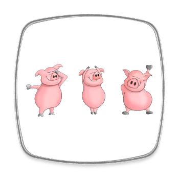 Ulkige Schweinchen - Viereckiger Kühlschrankmagnet - Weiß - Vorne