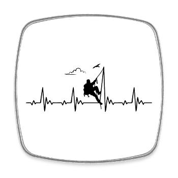 Escalade de l’escalade Heartbeat Fréquence Puls ECG - Magnet carré - blanc - Devant
