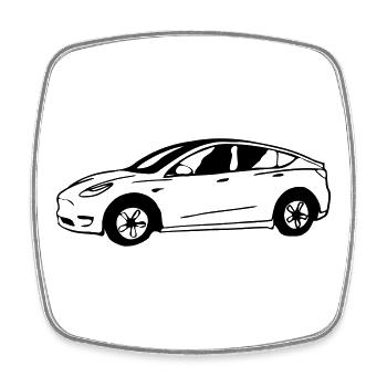 Model Y schematisch gezeichnet - Viereckiger Kühlschrankmagnet - Weiß - Vorne