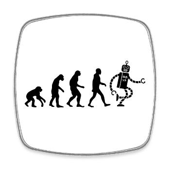 evolution robot - Square fridge magnet - white - Front