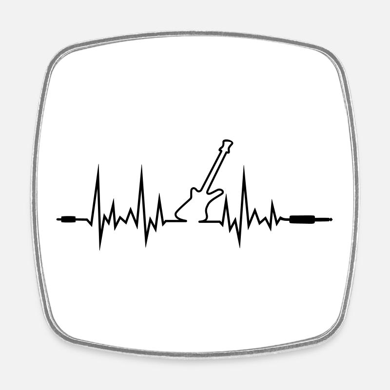 Wave Gitarre mit Klinkenstecker-Enden - Viereckiger Kühlschrankmagnet - Weiß