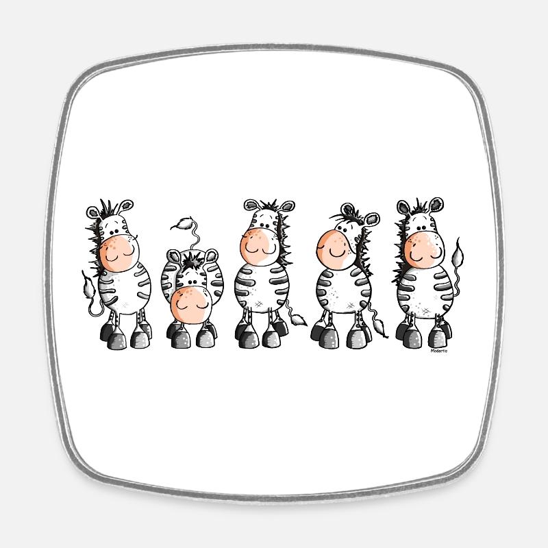Funny Zebras - Zebra - Square fridge magnet - white