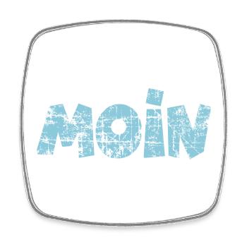 Moin (Vintage Hellblau) Norddeutscher Gruß - Viereckiger Kühlschrankmagnet - Weiß - Vorne