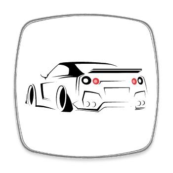skyline gtr cars Symbol sketch illustration - Viereckiger Kühlschrankmagnet - Weiß - Vorne