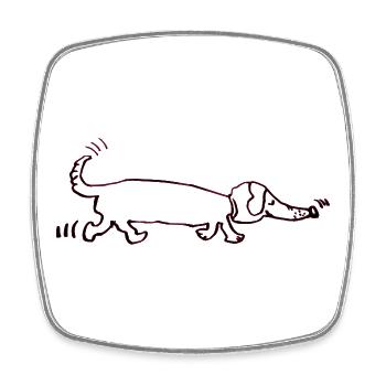 witziger Dackel, Teckel, Hund, Dachshund - Viereckiger Kühlschrankmagnet - Weiß - Vorne