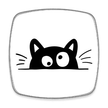 Neugierige Katze - Viereckiger Kühlschrankmagnet - Weiß - Vorne