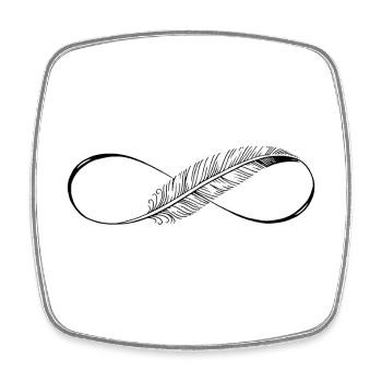 Cute Lines Infinity Feder - Viereckiger Kühlschrankmagnet - Weiß - Vorne