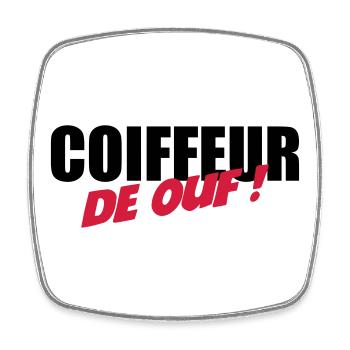 Coiffure / Coiffeur / Coiffeuse / Mode / Cheveux - Magnet carré - blanc - Devant