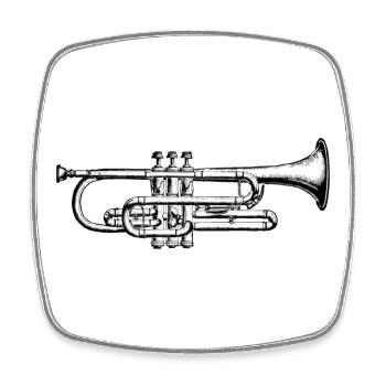 Trumpet - Square fridge magnet - white - Front