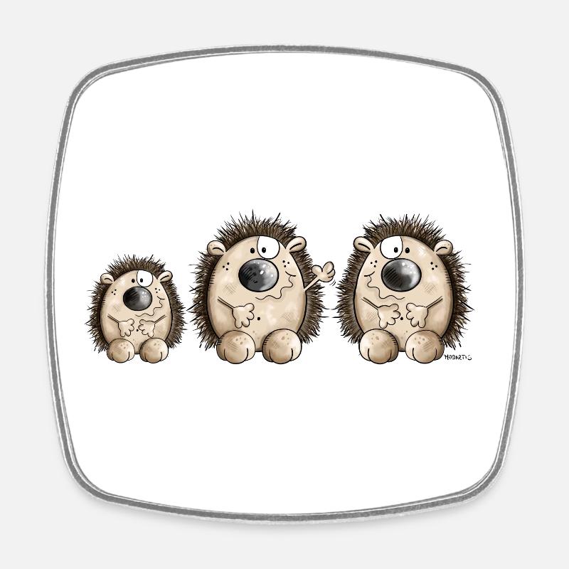 Hedgehog Family - Square fridge magnet - white