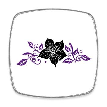 Lily with leaves and floral ornament. - Square fridge magnet - white - Front