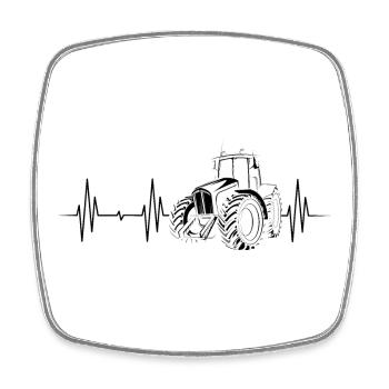 Tracteur Heartbeat Farmer Farmer Pulse Symbole - Magnet carré - blanc - Devant