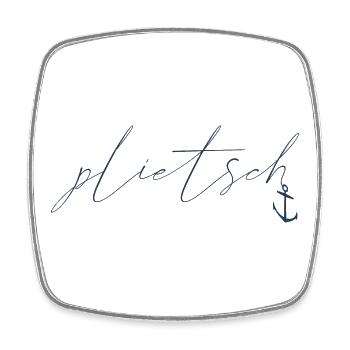 plietsch - intelligent clever smart - platt eben - Viereckiger Kühlschrankmagnet - Weiß - Vorne