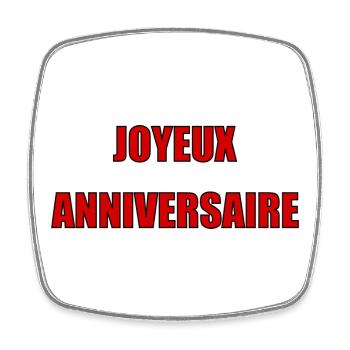 Joyeux Anniversaire. Happy birthday. - Magnet carré - blanc - Devant