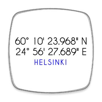 Helsinki Koordinaten - Viereckiger Kühlschrankmagnet - Weiß - Vorne