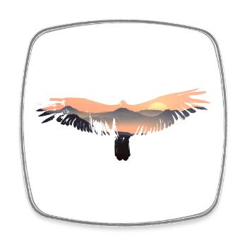 Eagle, Bird, Mountains, Animal Motif, Sunrise - Square fridge magnet - white - Front