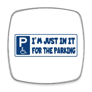 Nur in meinem Rollstuhl für das Parken, Humor # - Viereckiger Kühlschrankmagnet - Weiß - Vorne