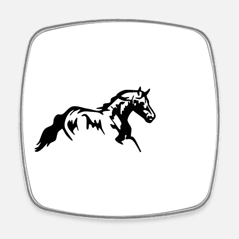 horses stallion mare foal - Square fridge magnet - white