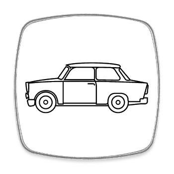 Trabi symbole DDR Est Vintage contours Logo - Magnet carré - blanc - Devant