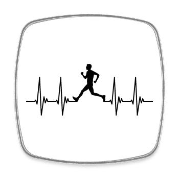 Runner EKG, pulse, heartbeat, runner, running, run - Square fridge magnet - white - Front