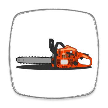 Tronçonneuse - Orange - Magnet carré - blanc - Devant