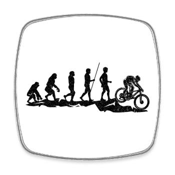 Evolution Mountainbike - Viereckiger Kühlschrankmagnet - Weiß - Vorne