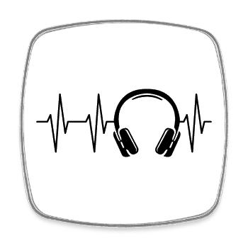 Kopfhörer Musik Herzschlag Puls DJ Illustration - Viereckiger Kühlschrankmagnet - Weiß - Vorne