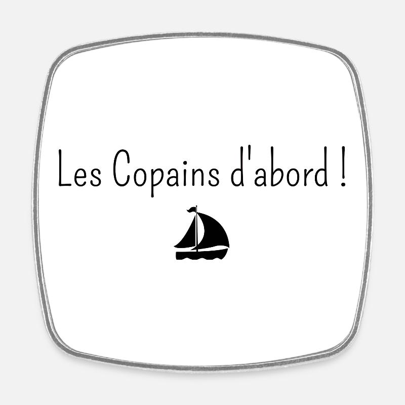 Les Copains d'abord Brassens - Magnet carré - blanc