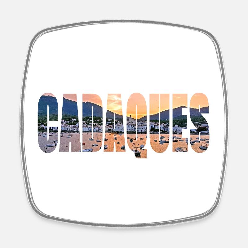 Cadaques Costa Brava - Viereckiger Kühlschrankmagnet - Weiß